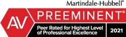 Martindale-Hubbell |AV Preeminent | Peer Rated for Highest Level of Professional Achievement | 2021